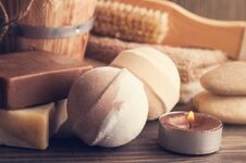 SPA Composition With Bath Bombs Stock Images