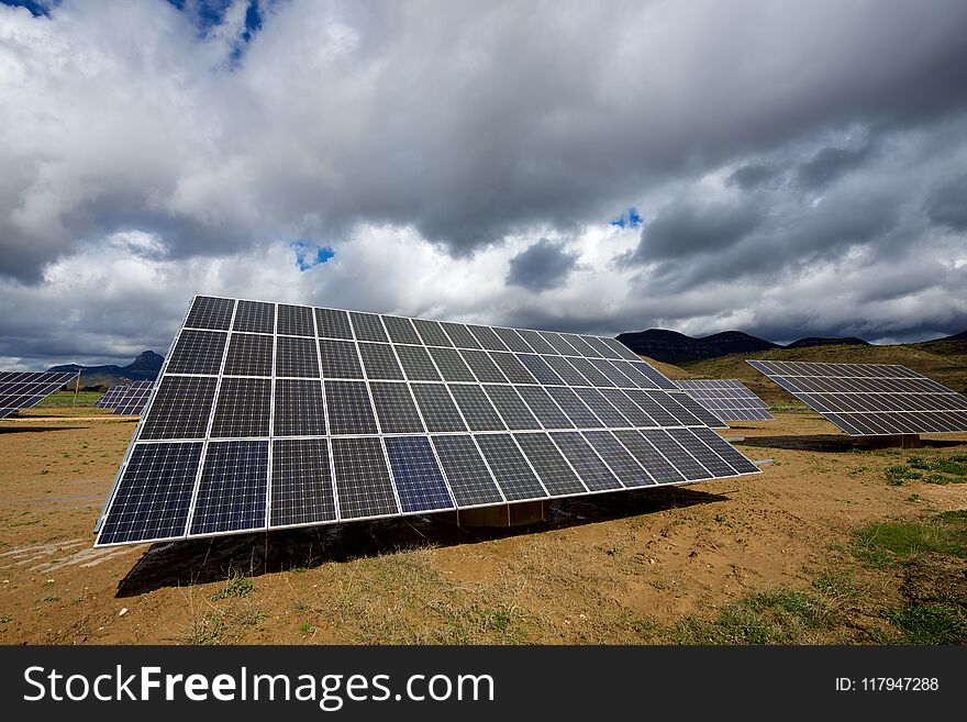 Photovoltaic panels for renewable electric production, Huesca province, Aragon, Spain. Photovoltaic panels for renewable electric production, Huesca province, Aragon, Spain.