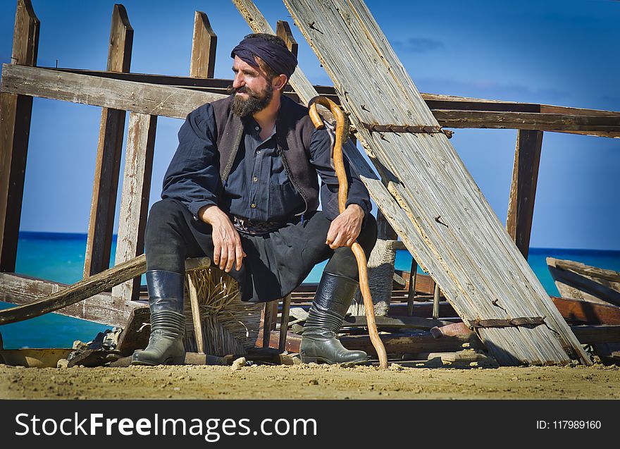 Man Wearing Blue Denim Dress Shirt