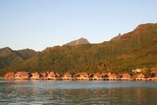 Tropical Hotel Bungalows At Sunrise Royalty Free Stock Photos Tropical Hotel Bungalows At Sunrise Royalty Free Stock Photos