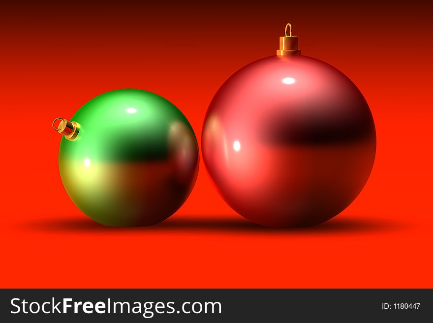 Red and green christmas decorations