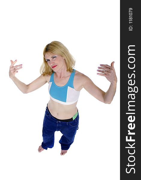 Beautiful Freshly Skinny Blonde Middle Aged Woman Excited about losing weight and inches as shown by her former pair of pants in which she immitates her teenage son. Beautiful Freshly Skinny Blonde Middle Aged Woman Excited about losing weight and inches as shown by her former pair of pants in which she immitates her teenage son.