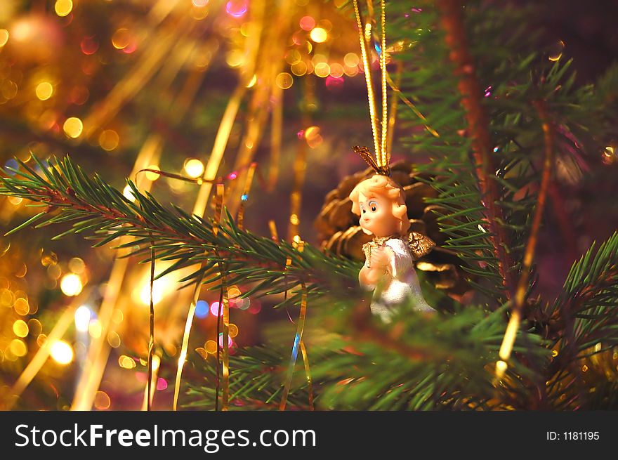 Christmas tree decoration with angel toy