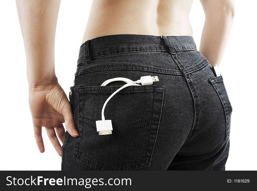 Usb cable in the jeans back pocket