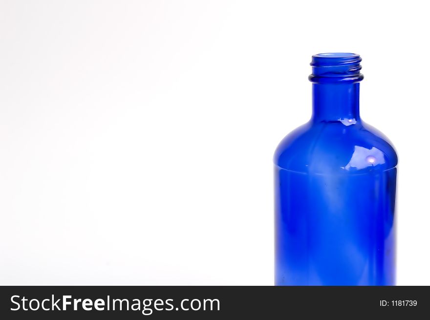 Single vintage blue bottle. Single vintage blue bottle