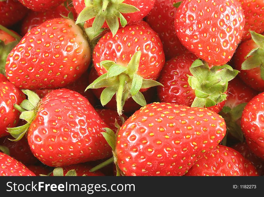 An array of bright red Scottish strawberries