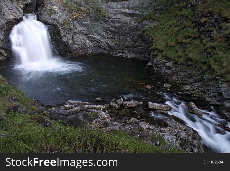 Waterfall and river in Norway. Waterfall and river in Norway