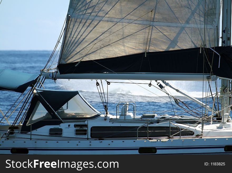 Sailboat With A Whale Splash In Background