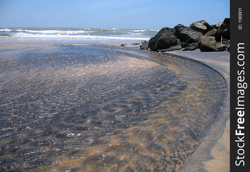 A beautyful view of sea's visiting and retrning to its own place. A beautyful view of sea's visiting and retrning to its own place.