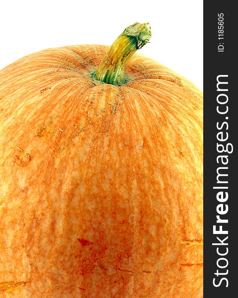 Giant fresh pumpkin close-up isolated on white. Giant fresh pumpkin close-up isolated on white