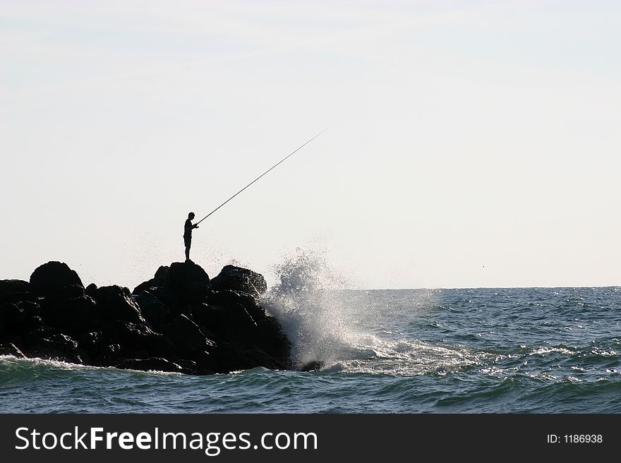 Fishing on the stone. Fishing on the stone