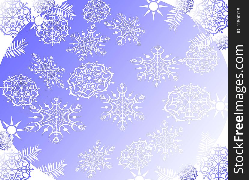 Blue-white stylish christmas background with snowflakes