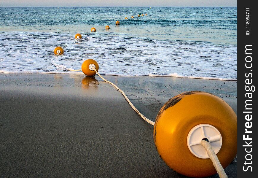 Line Of Buoys In The Sea