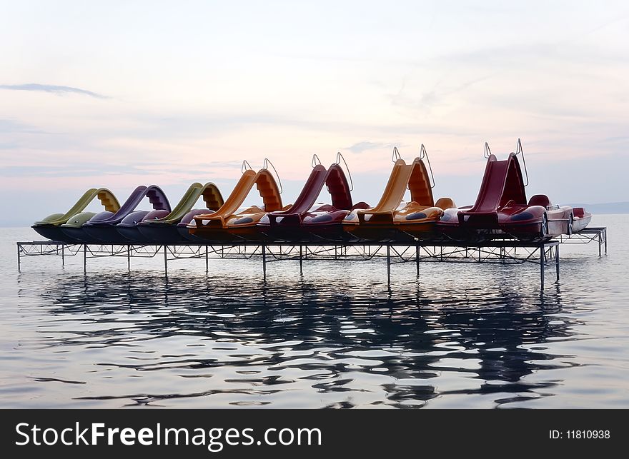 Water bicycles over the Balaton lake in Hungary