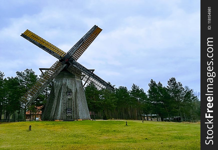 Windmill, Mill, Grass, Tree