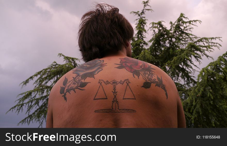 Tattoo, Back, Facial Hair, Tree