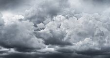 Dark Storm Clouds Before Rain For Climate Background. Stock Photo