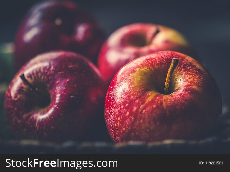 Four Red Apple Fruits