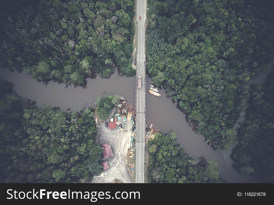 Aerial View Photography of Gray Concrete Bridge