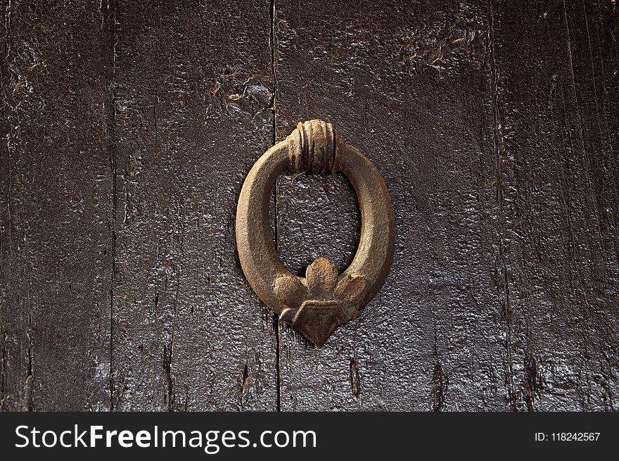 Wood, Door Knocker, Texture, Metal