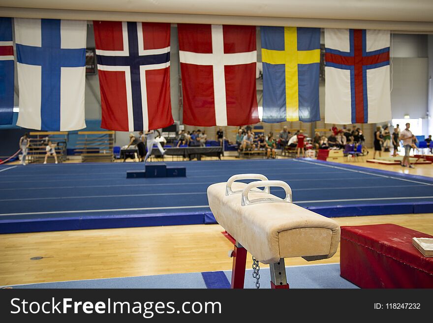 Gymnastic equipment in a gym in the Faroe Islands