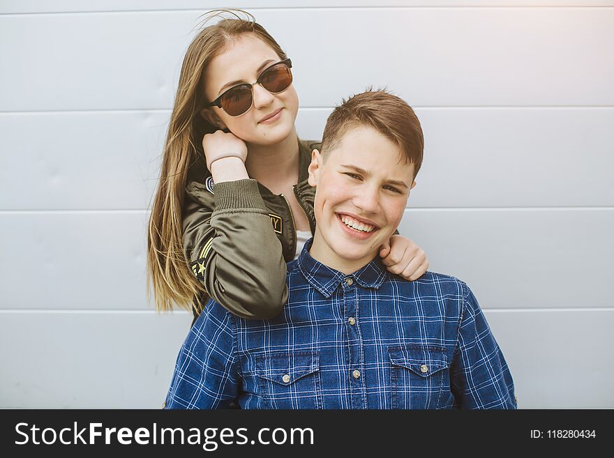 Summer Holidays And Teenage Concept - Group Of Smiling Teenagers