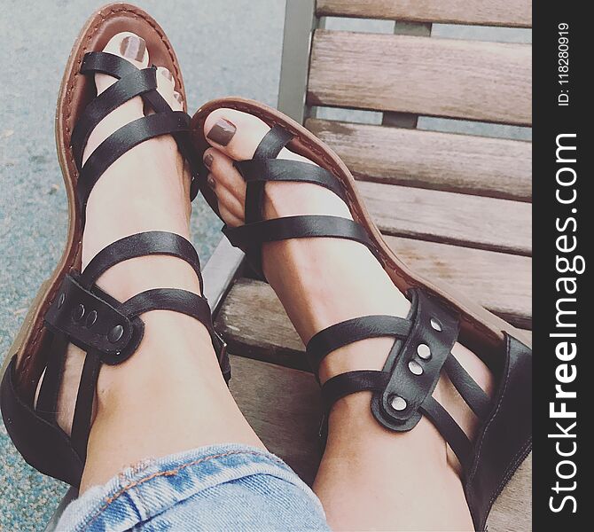 ready for summer in these Black gladiator sandals with perfectly painted toes. ready for summer in these Black gladiator sandals with perfectly painted toes