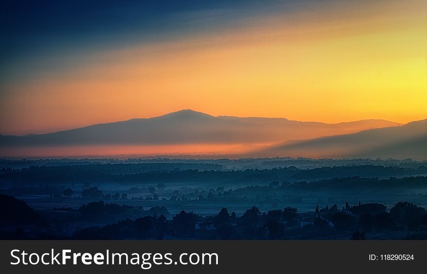 Aerial View Of Mountain During Dawn