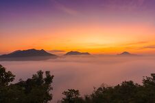 Mountains Under Mist In The Morning With Sunrise At Phutoke Loei Thailand Stock Photography