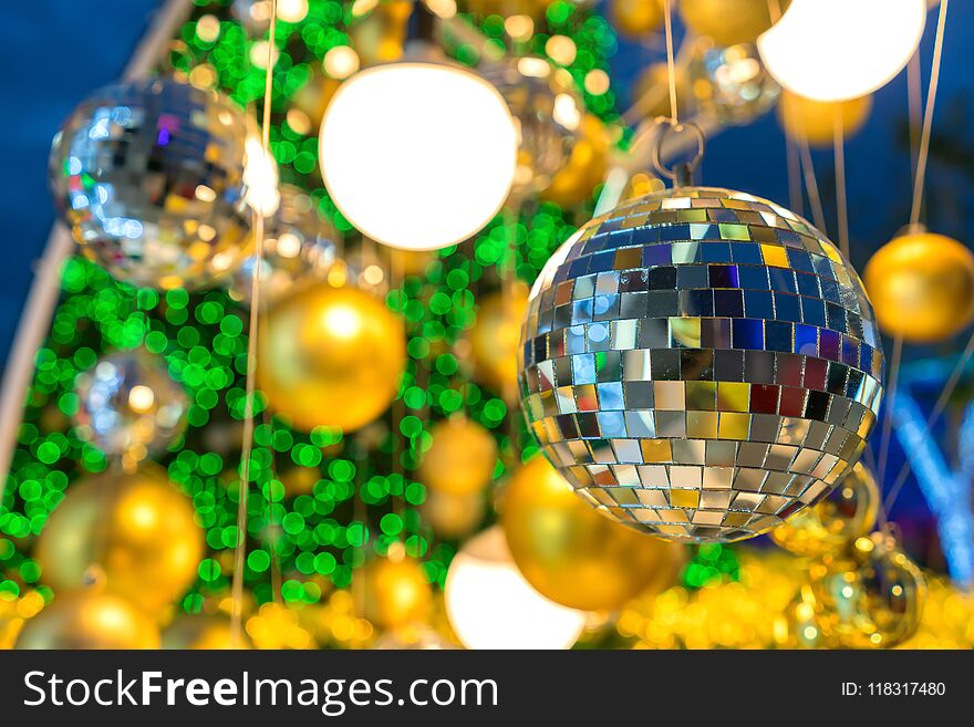 decor and bokeh of lights from Xmas for Christmas new year background