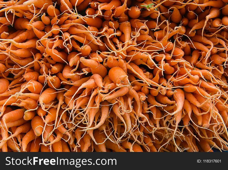 Fresh and sweet carrot in the vegetable market
