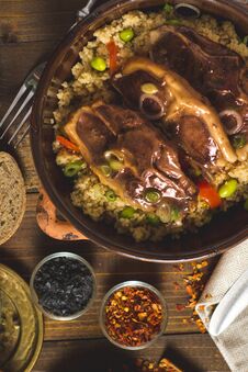 Lamb Loin Chops With Couscous And Soybean Royalty Free Stock Images