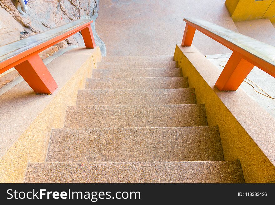 Stairs stone walkway ancient down mountain in temple