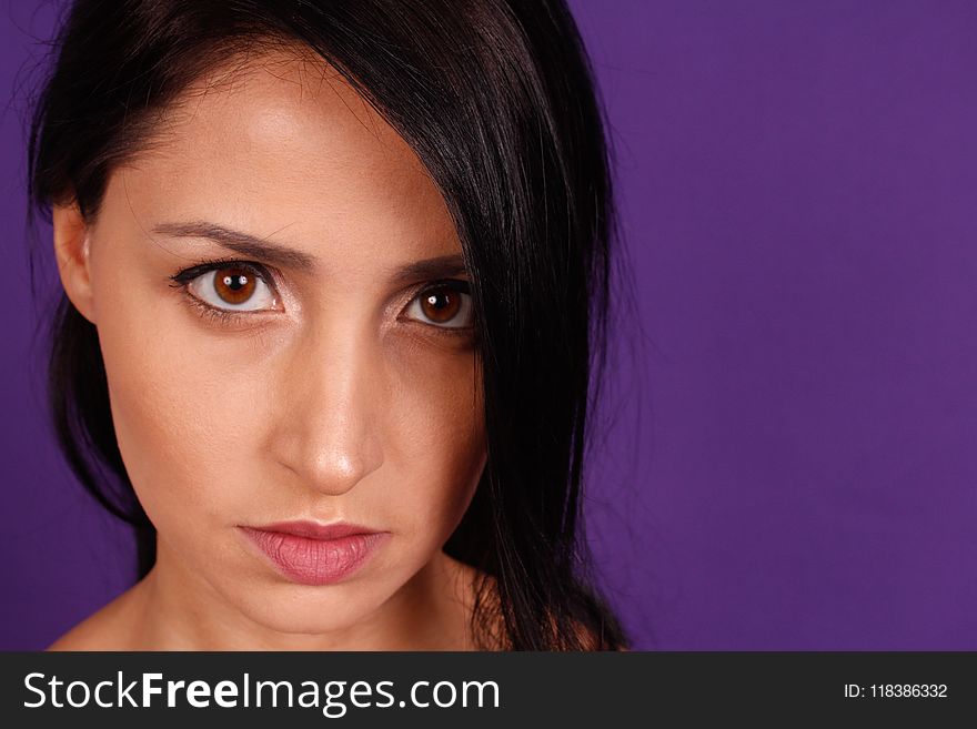 Close-Up Photography of Woman With Brown Eyes