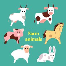 Set Of Farm Animals Royalty Free Stock Images