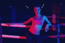 Female Fitness Model Posing At Gym Stock Image