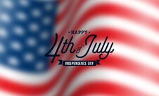 Happy Independence Day Of The USA Vector Background. Fourth Of July Illustration With Blurred Flag And Typography Design Stock Photo