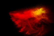 Red Powder Explosion On Black Background. Royalty Free Stock Photo