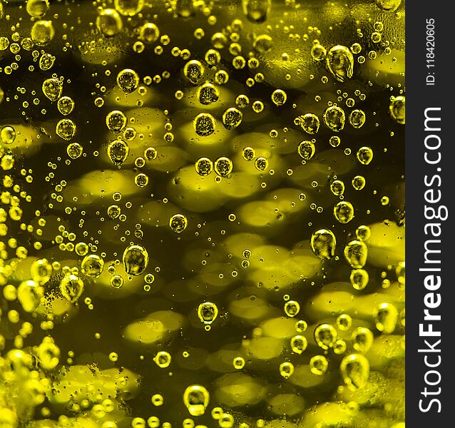 Abstract water bubbles background. Black and gold color. Abstract water bubbles background. Black and gold color