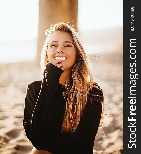 Woman Wearing Black Long-sleeved Shirt