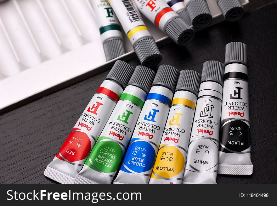 Six Assorted Colour Paint Tubes