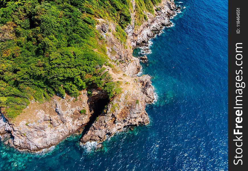 Green and Brown Island Aerial Shot