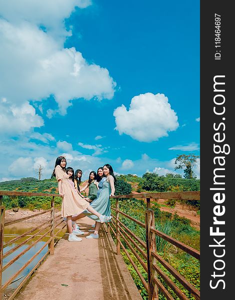 Six Woman On Bridge