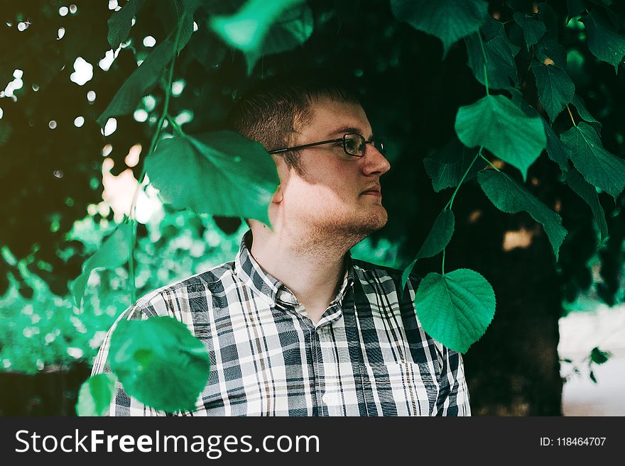 Man In Eyeglasses Standing Under Tree