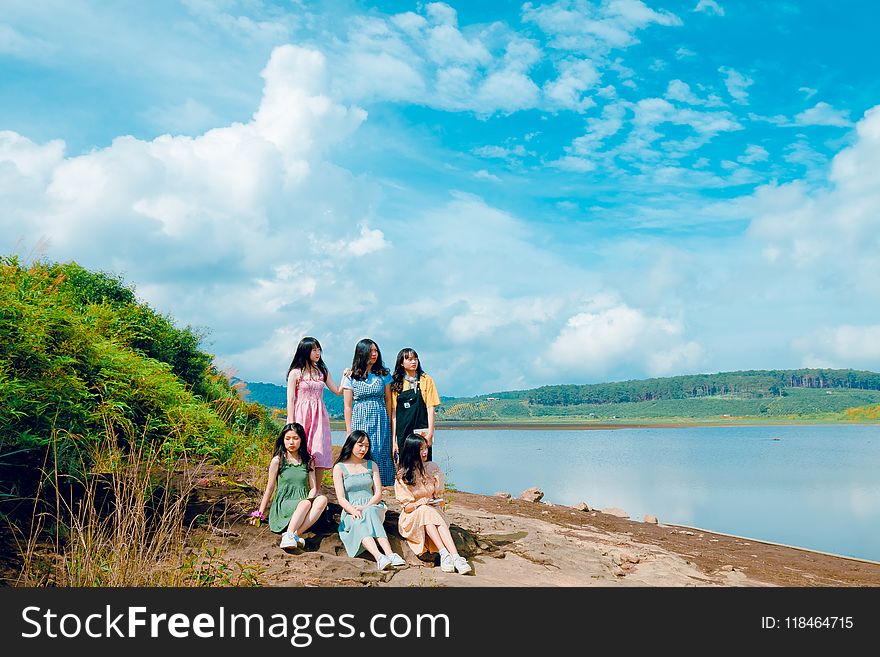 Photo Of Six Girls Near Body Of Water