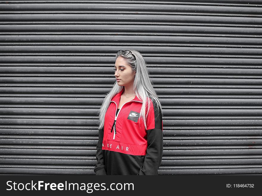 Woman In Black And Red Jacket