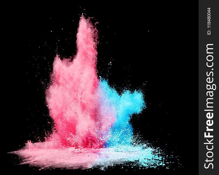 Powder splash color powder explosion abstract background black