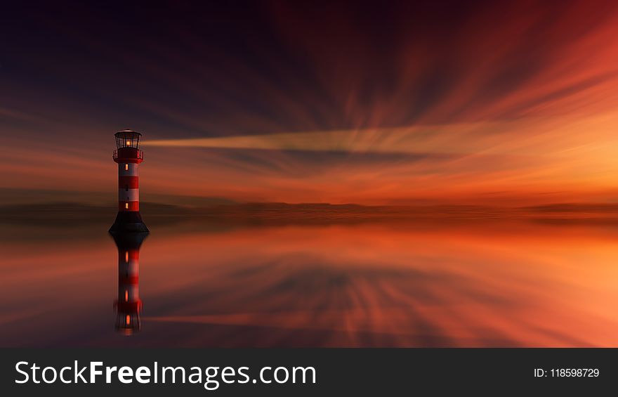 Red and White Lighthouse