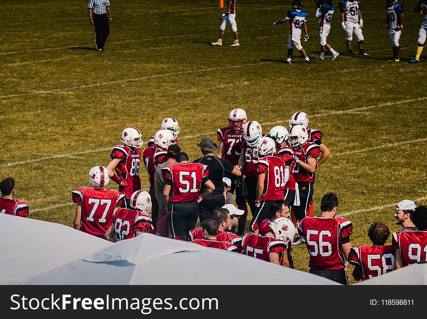 Football Team Wearing Red Jersey