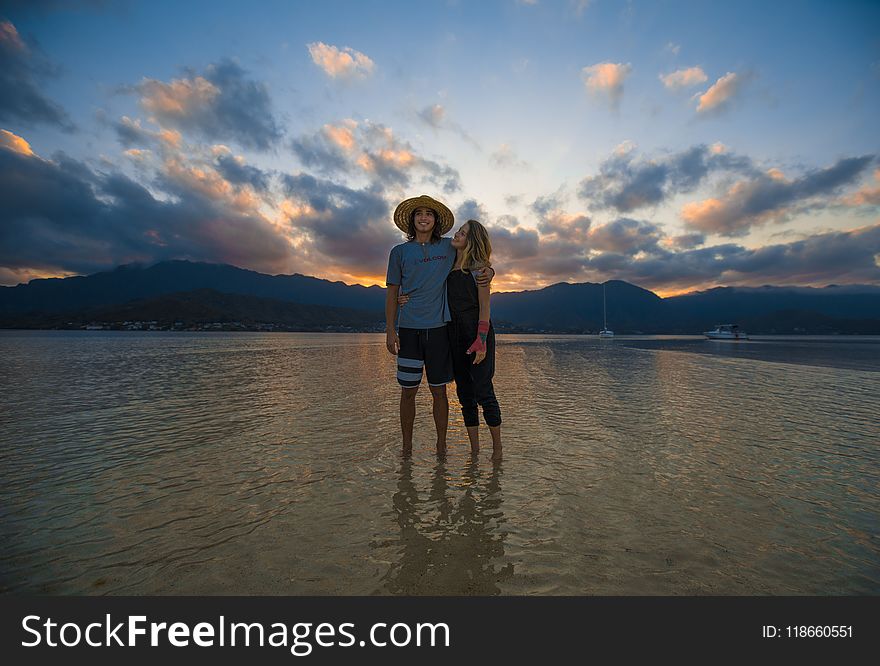 Beach, Boats, Couple